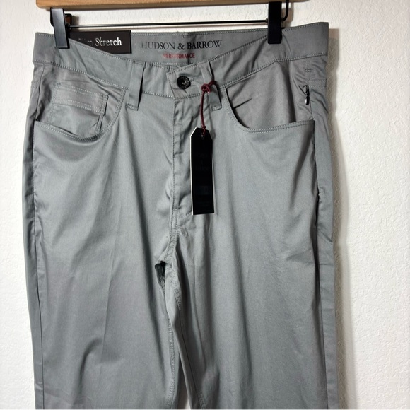 HUDSON & BARROW PERFORMANCE FLEX STRETCH TECHNOLOGY GREY SLIM PANTS 32X30 NEW - Picture 6 of 6